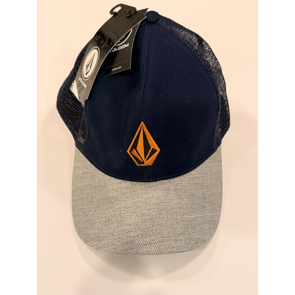 NWT Volcom Full Stone Cheese Hat Navy Gray Trucker Snapback Cap